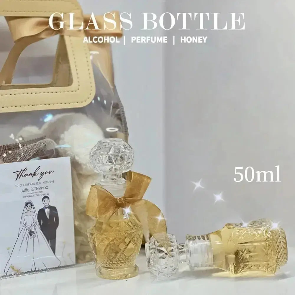 5 10 15 Pcs Whiskey Liquor Bottle 50ml Cute Glass Dispenser Mini Alcohol Guest Gift Wedding Decanter Wine Pot Shot Jars Bar Set colegio culinario de morelia
