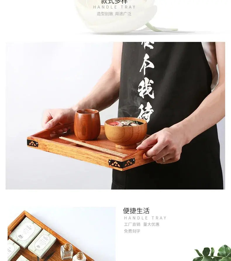 Japanese Wooden Tray Tea Tray Portable Decorative Miscellaneous Storage Tea Set Kitchen Storage Restaurant Service Tray colegio culinario de morelia