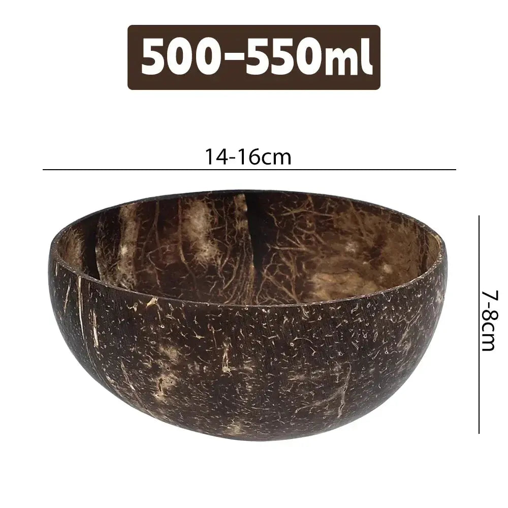8/1PCS Natural Coconut Bowl Set Salad Coco Smoothie Mixing Rice Ramen Bowl with Wooden Spoon for Dessert Fruit Kitchen Tableware colegio culinario de morelia