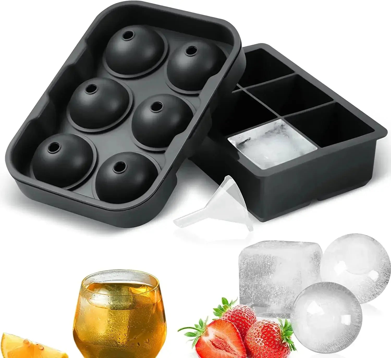 3PCS/Lot Silicone Whiskey Ice Ball Mold Large Ball Maker Mold, Round Sphere, Square Ice Cube Tray，Hole+Grid Square+37 Honeycomb colegio culinario de morelia