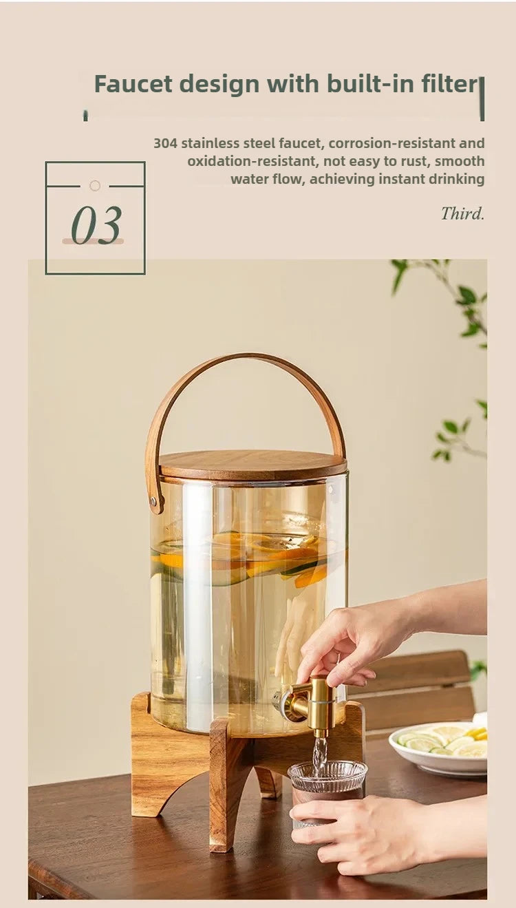 Glass Cold Kettle High-Temperature Resistant Commercial Juice Tank for Home Use Summer Beverage Storage for Kitchen & Bar Chef's Market