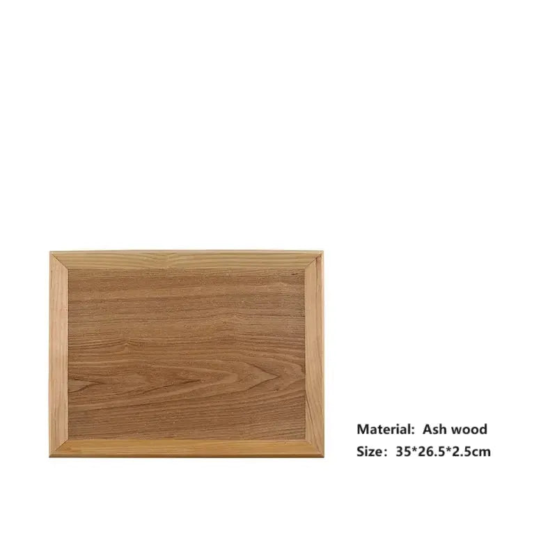 HeMu Natural Walnut Wooden Rectangular Tray Round Beech Handle Tray Kitchen Bread Fruit Shelving Restaurant Hotel Serving Tray colegio culinario de morelia