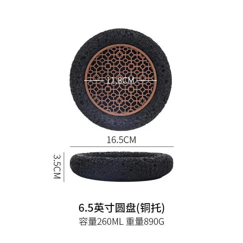 Japanese Tableware Rock Sushi Plate Coal Ball Volcanic Stone Swing Plate Steak Plate Hotel Creative Dining Plate Sushi Dish colegio culinario de morelia