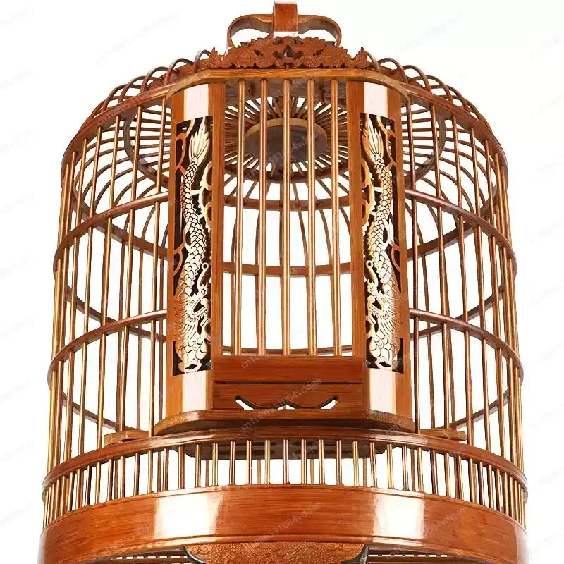 Bamboo cage with painted eyebrows for parrots, large size for household use, complete set of bamboo cages, old bamboo Chef's Market