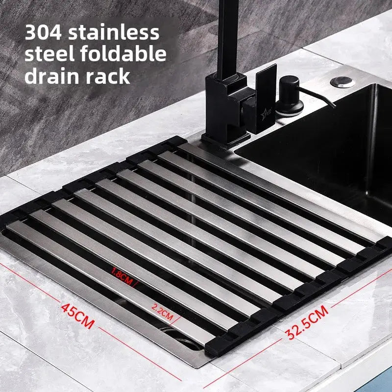 Kitchen sink drain rack 304 stainless steel collapsible dish filter roller curtain sink drain basket storage rack colegio culinario de morelia