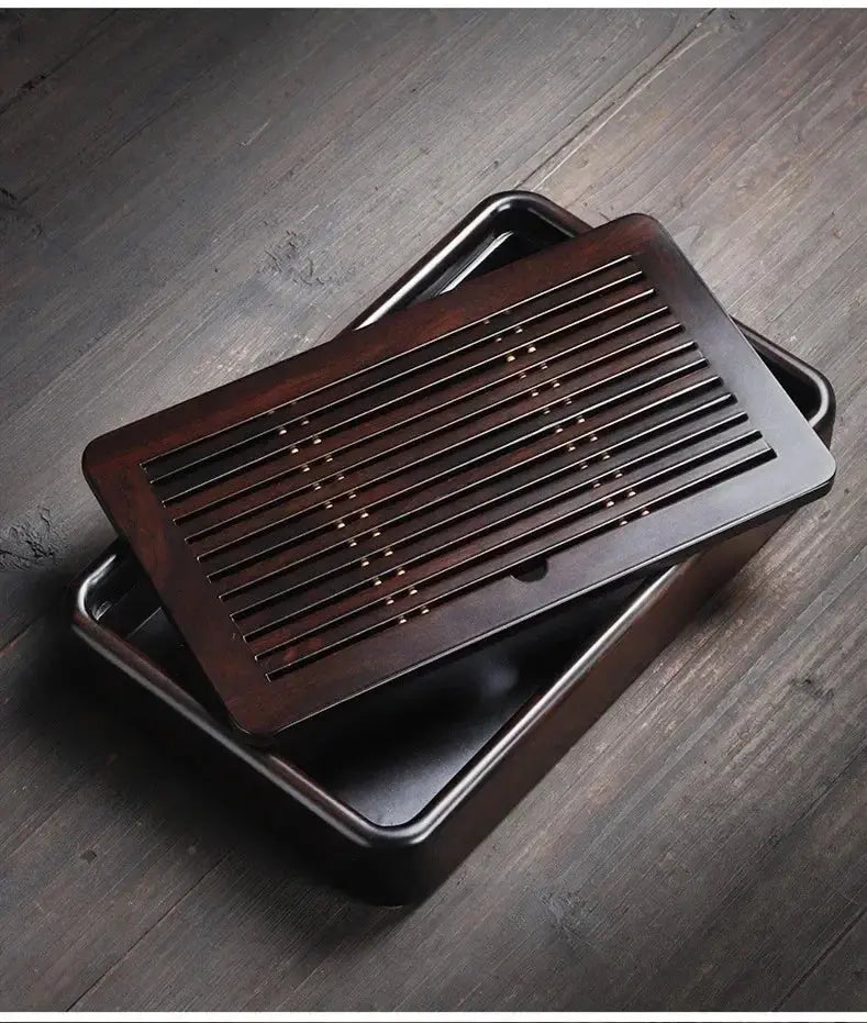 Black Ebony Tea Tray Household Solid Wooden Tea Tray Drainage Water Storage Tea Board Chinese Tea Table Decor Home Accessories colegio culinario de morelia