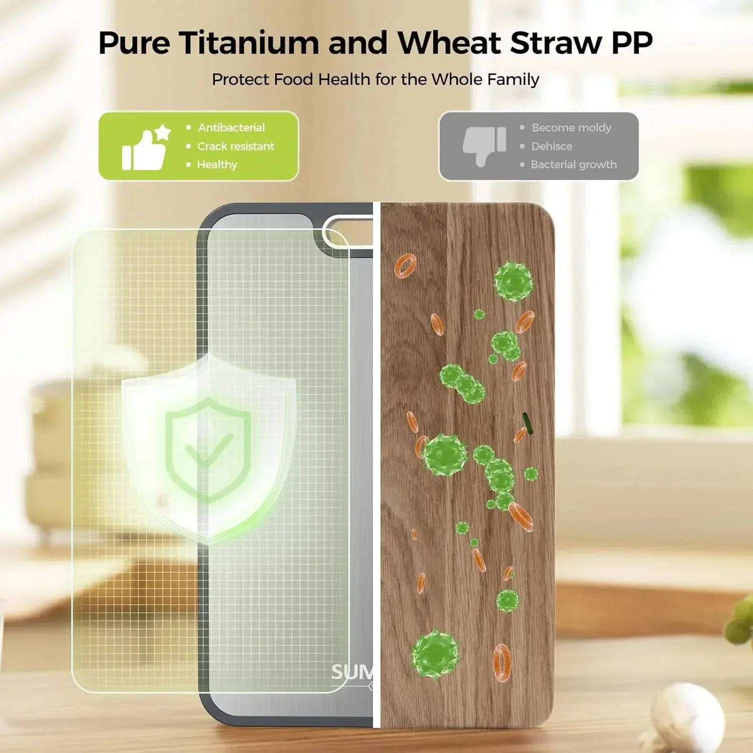 Kitchen Cutting Board Double Sided Titanium Cutting Boards for Double Sided Food Grade Pure Titanium Wheat Straw PP Easy to Clea colegio culinario de morelia