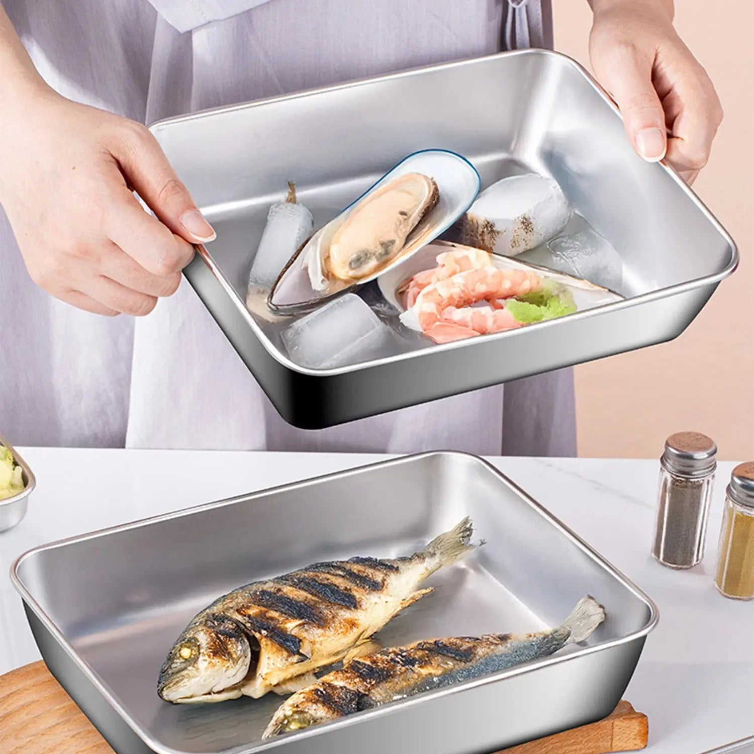 6pcs Stainless Steel Food Storage Container Large Capacity Suitable for Vegetables Fruits Fresh Meat and Various Foods colegio culinario de morelia