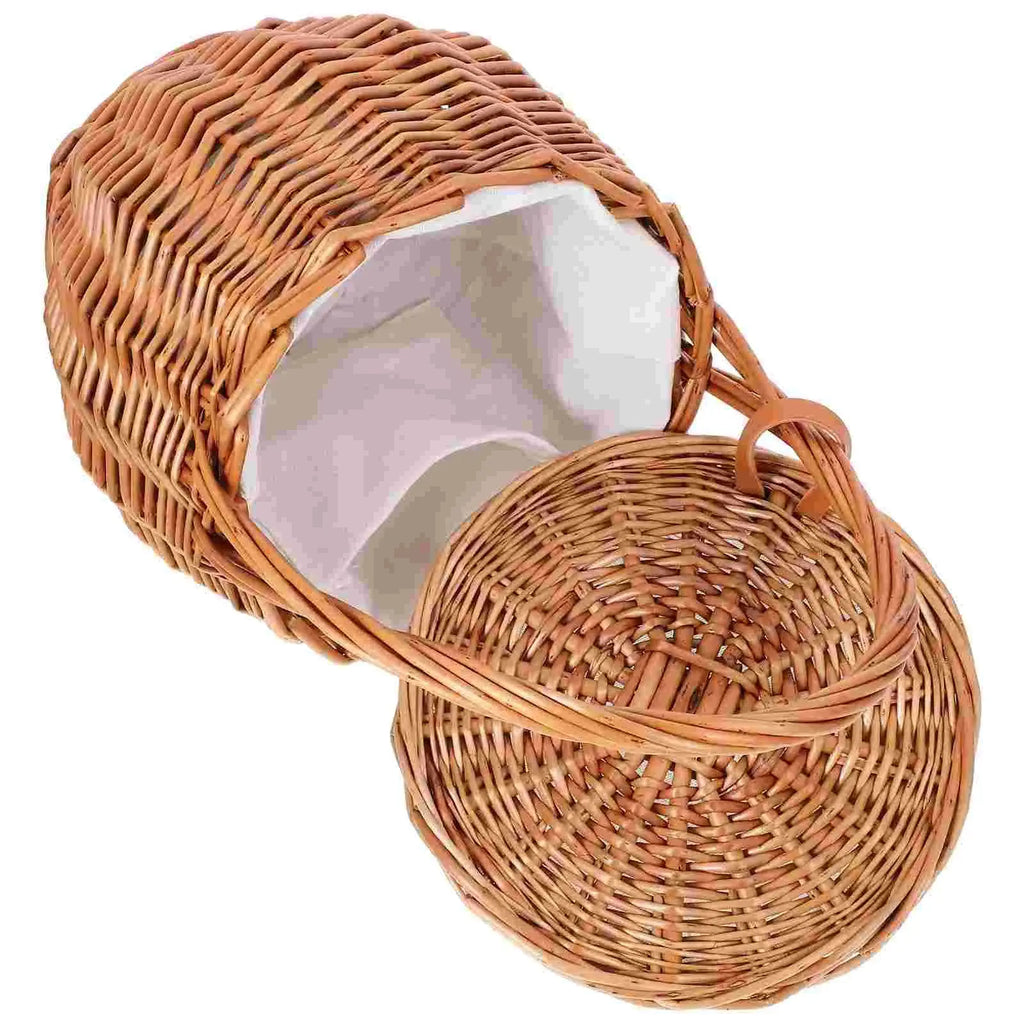 Foldable Picnic Basket Wicker Tray Decor Daily Supplies Multi-function Storage Shopping Bins with Lids colegio culinario de morelia