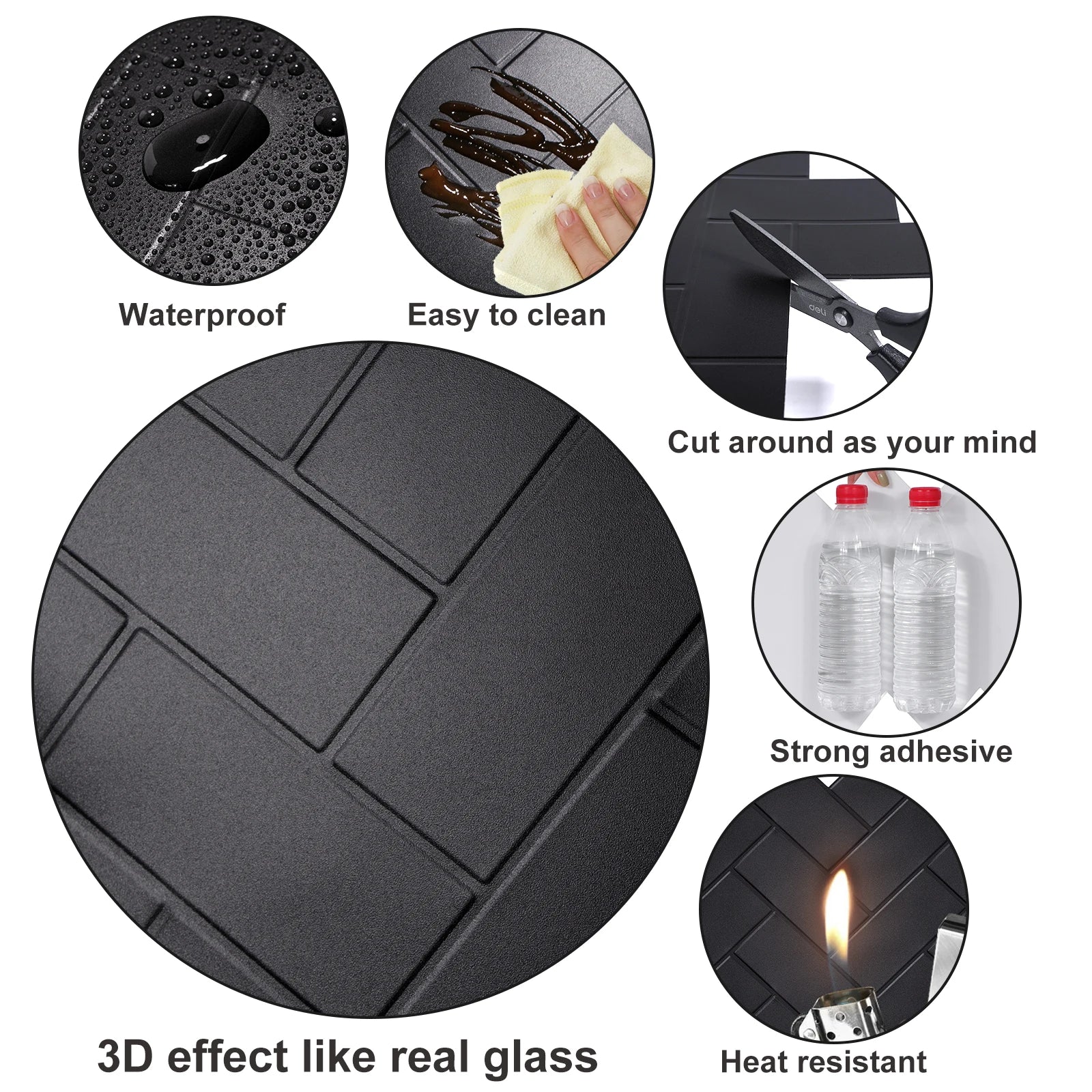 10 Pieces Peel and Stick Herringbone Wall Tiles DIY Kitchen Backsplash Big SIze Wall Sticker Waterproof Vinyl Wallpaper for Home Chef's Market