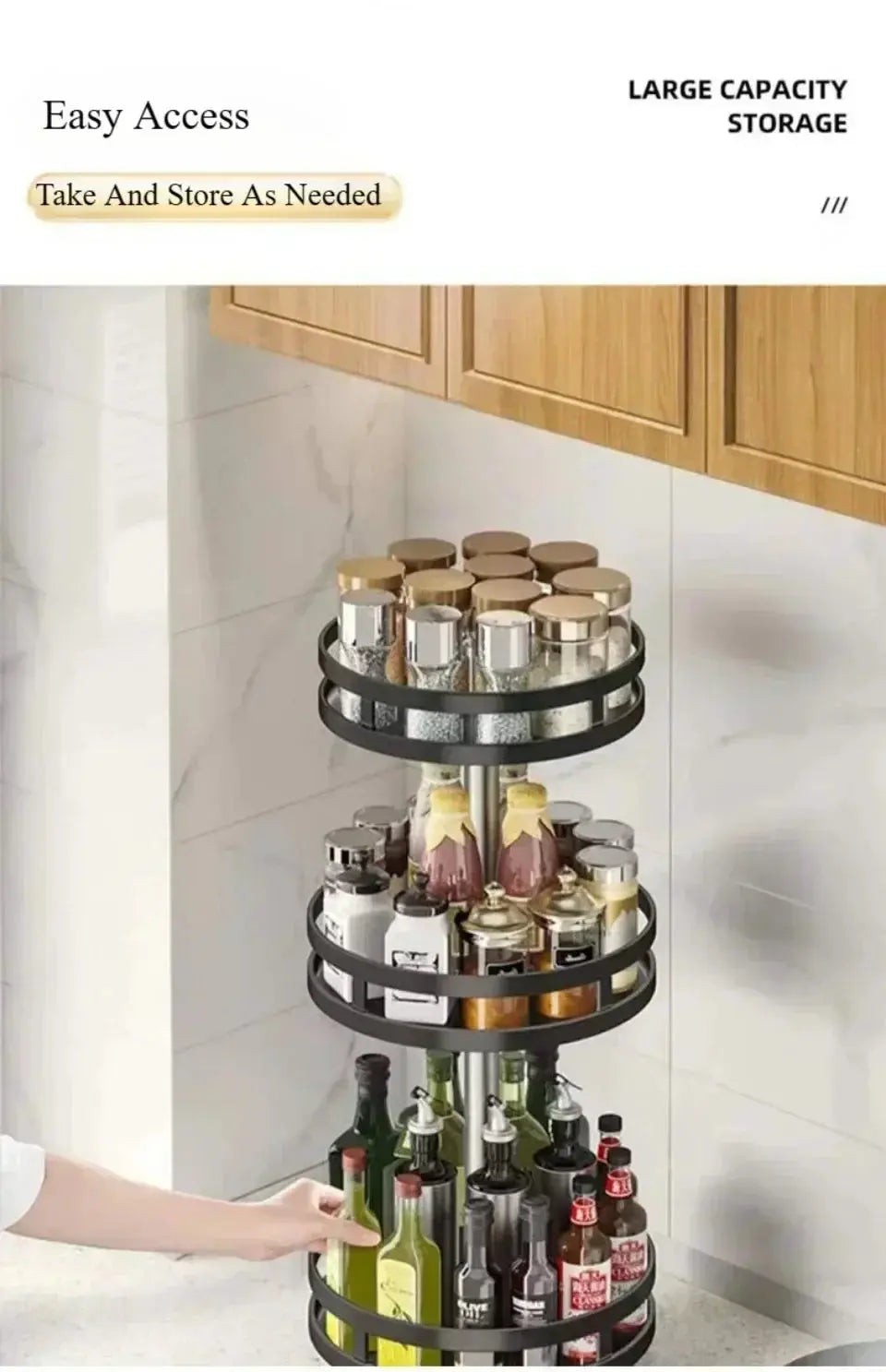 360° rotating spice rack organizer, non-slip carbon steel storage tray, suitable for seasoning and spice storage. colegio culinario de morelia