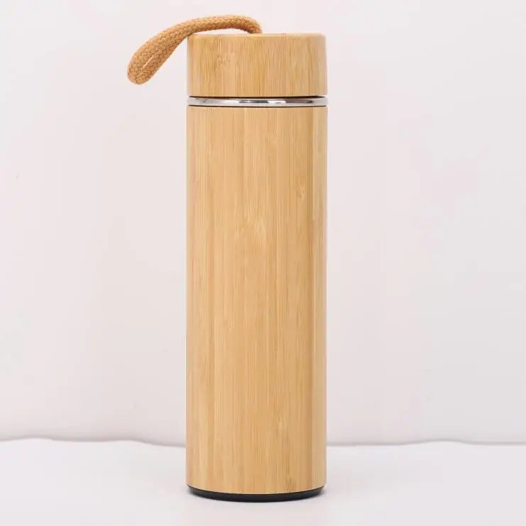 Bamboo Crafts Bamboo Tea Thermos Steel Double Wall Coffee Tea Bamboo Vacuum Flask 400-500ml Chef's Market
