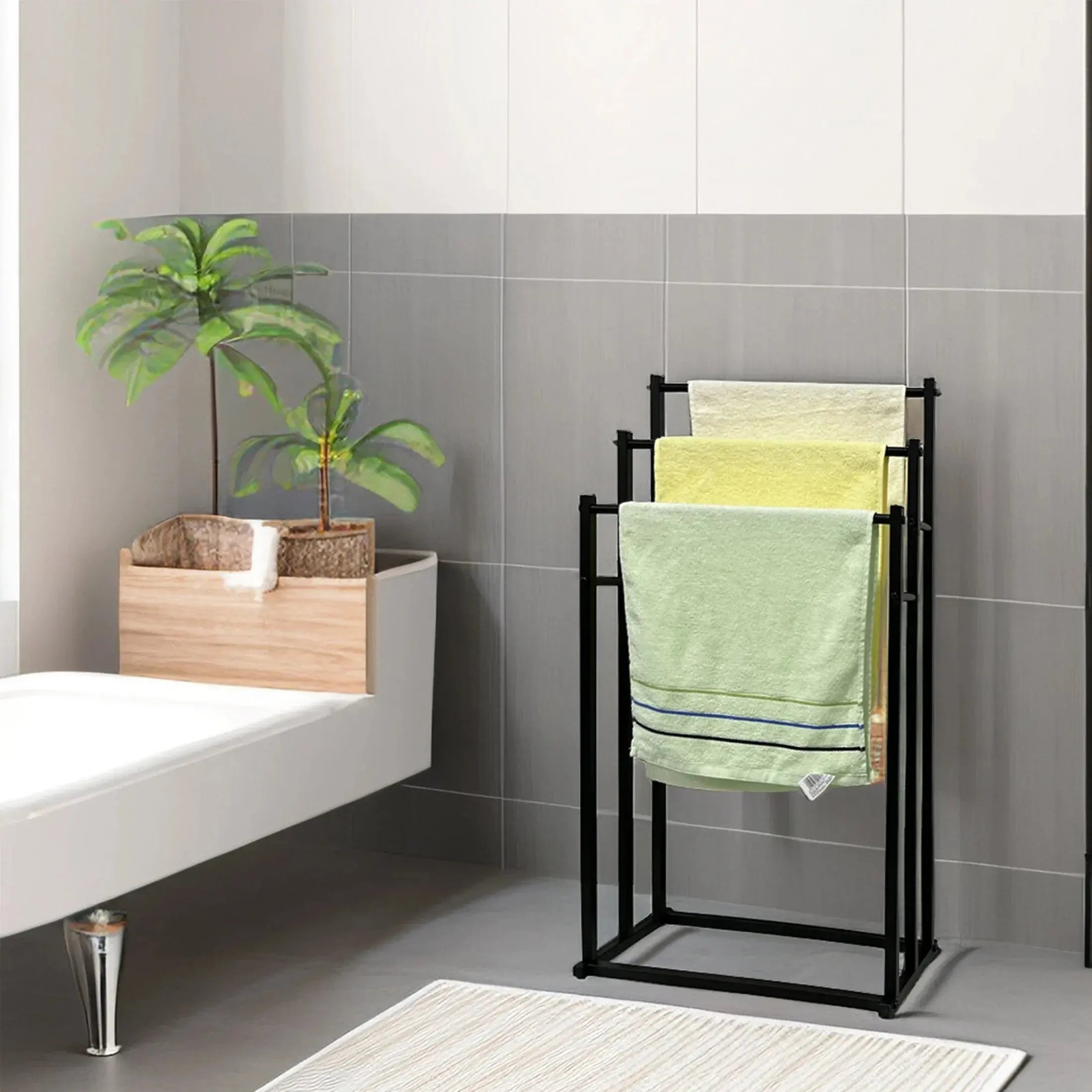 Handtuchhalter, Badezimmer Handtuchstange, Freistehender Handtuchständer, Badetuchhalter, mit 3 Handtuchstangen, Metall colegio culinario de morelia