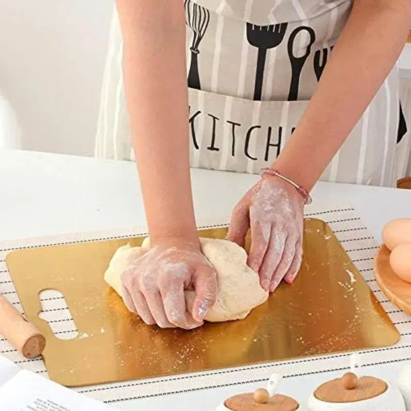 3pc Stainless Steel Gold Cutting Boards - Dishwasher Safe Chopping Board with Non-Slip, Juice Groove for Meat Fish Vegetables colegio culinario de morelia