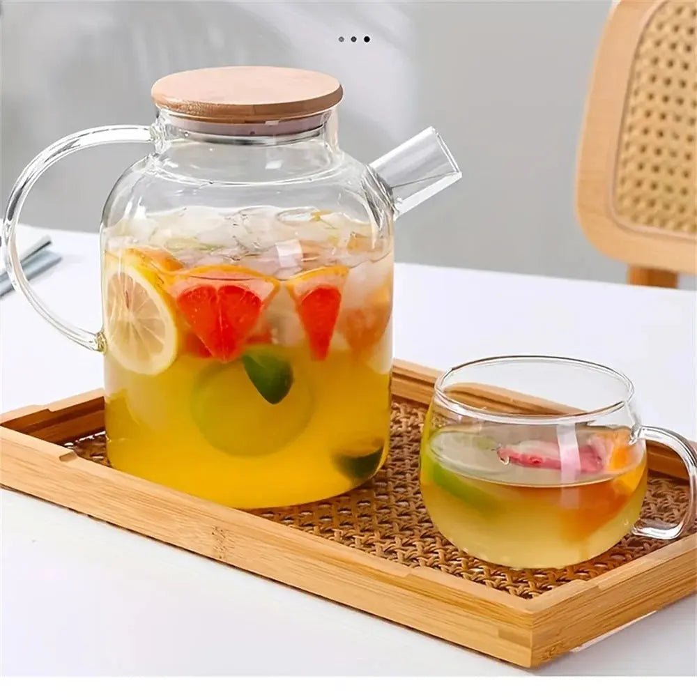 1L/1.8L Large Capacity Glass Teapot High Temperature Resistant Kettle for Steamed Juice Fruit & Iced Tea Home Kitchen Access colegio culinario de morelia