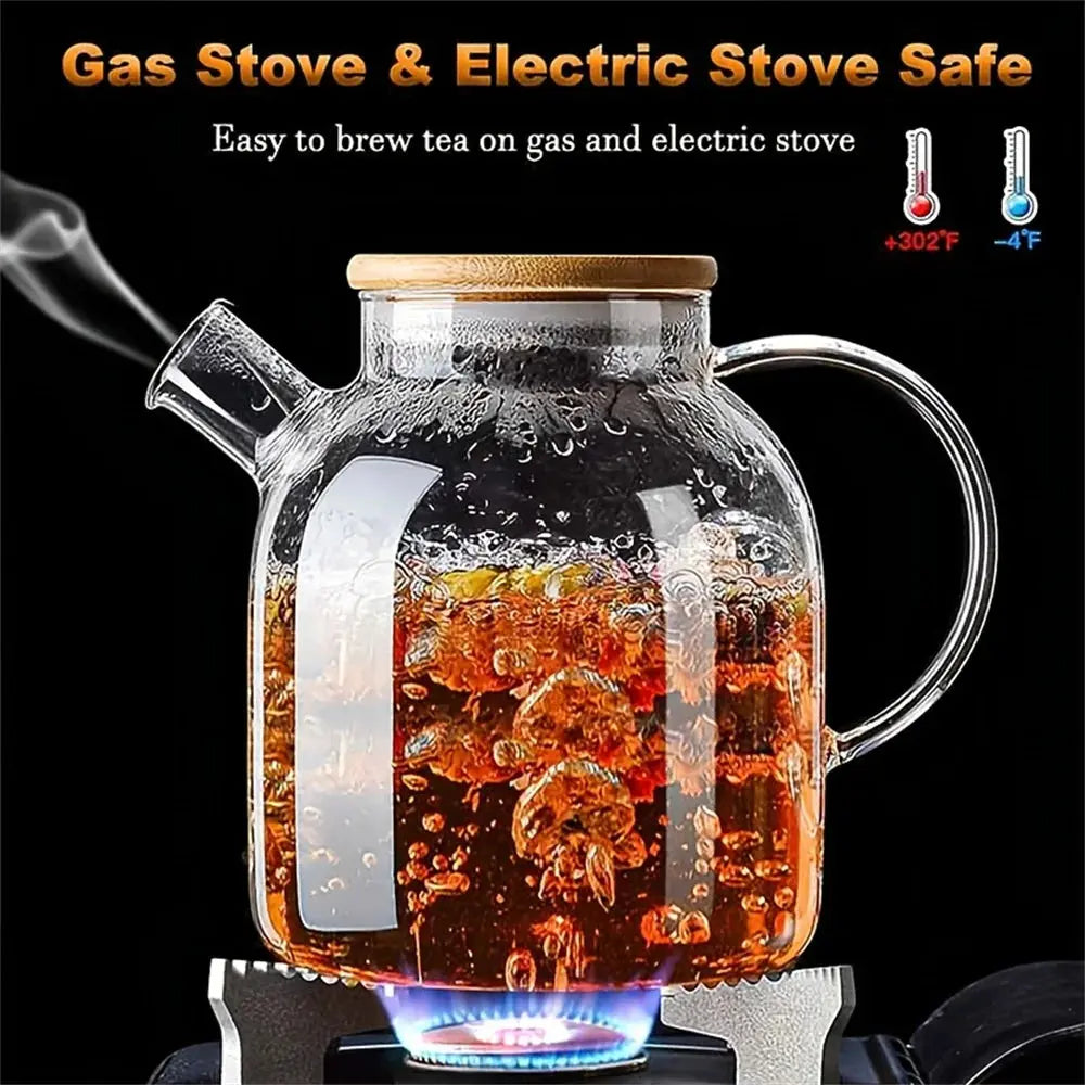 1L/1.8L Large Capacity Glass Teapot High Temperature Resistant Kettle for Steamed Juice Fruit & Iced Tea Home Kitchen Access colegio culinario de morelia