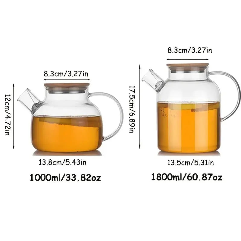 1L/1.8L Large Capacity Glass Teapot High Temperature Resistant Kettle for Steamed Juice Fruit & Iced Tea Home Kitchen Access colegio culinario de morelia