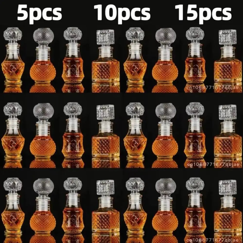 5 10 15 Pcs Whiskey Liquor Bottle 50ml Cute Glass Dispenser Mini Alcohol Guest Gift Wedding Decanter Wine Pot Shot Jars Bar Set colegio culinario de morelia