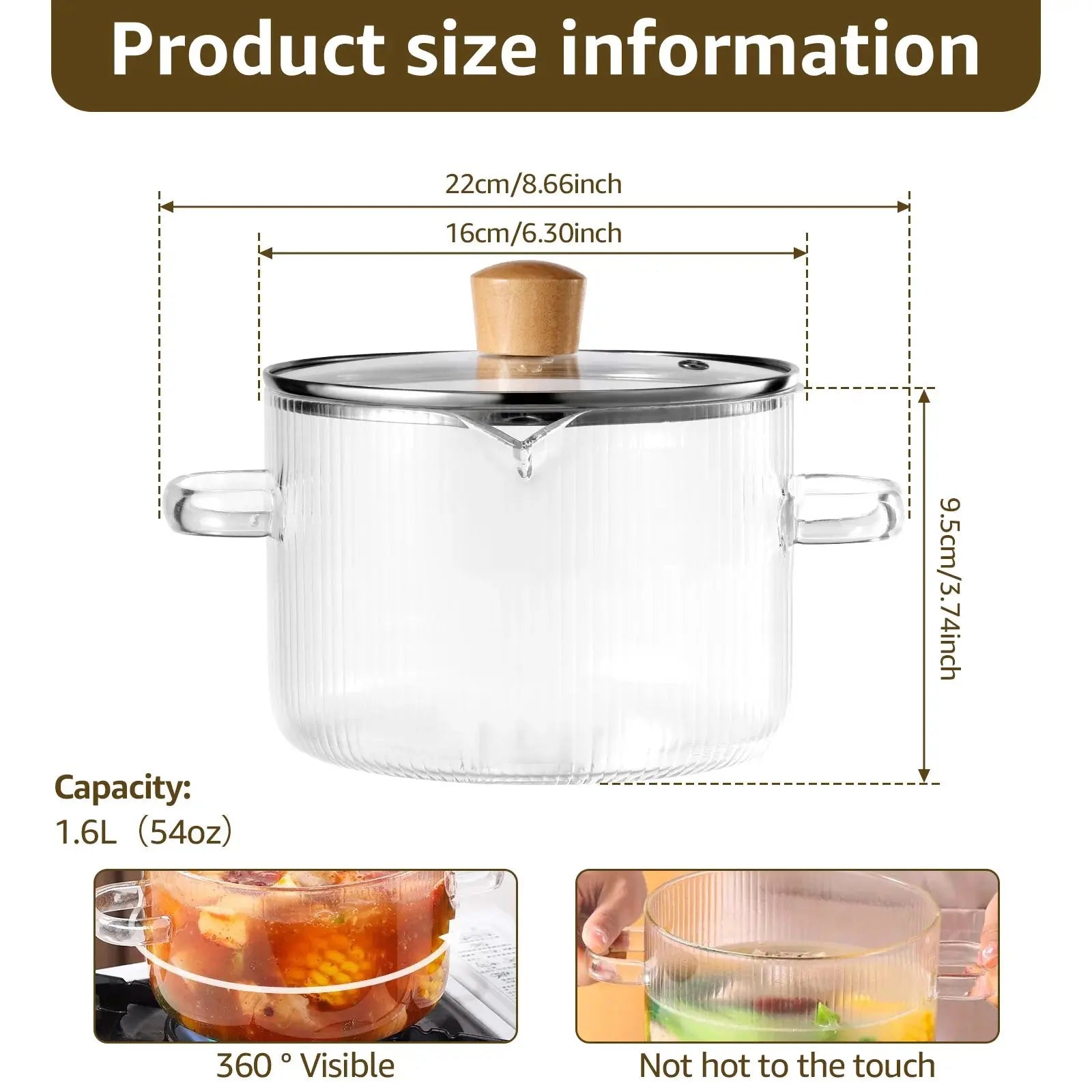 Glass Saucepan Clear Cooking Pot with Lid 16CM Heat Resistant Glass Soup Pot Dual Handles Glass Stovetop Kitchen Cooking Tools colegio culinario de morelia