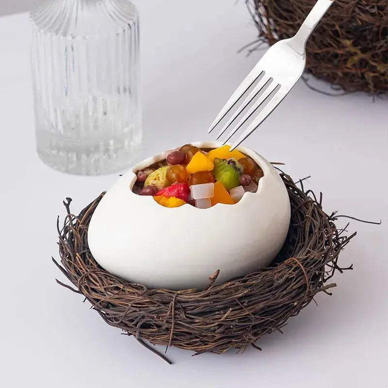 Creative Bird's Nest Decoration Dessert Bowl, Eggshell Bowl, Ceramic Tableware, Baking Pudding Bowl, Egg Steamer, Kitchenware colegio culinario de morelia