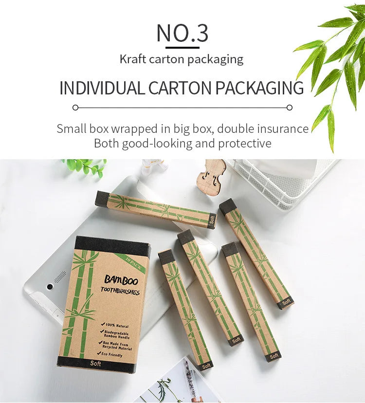 Cross Border Single Bamboo Toothbrush Set Natural Bamboo Toothbrush Tablet Set Ten Pack Bamboo Products Toothbrush Chef's Market