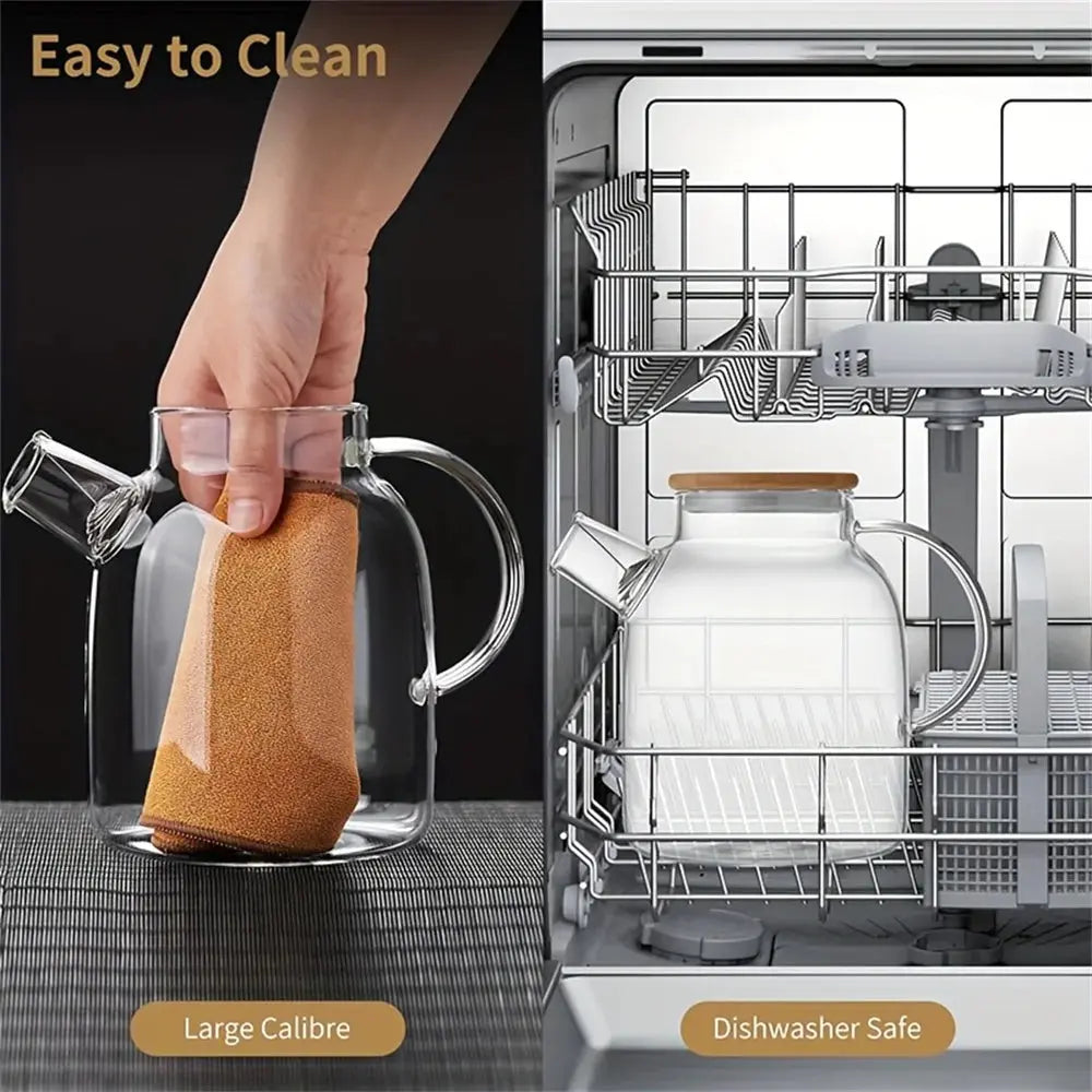 1L/1.8L Large Capacity Glass Teapot High Temperature Resistant Kettle for Steamed Juice Fruit & Iced Tea Home Kitchen Access colegio culinario de morelia