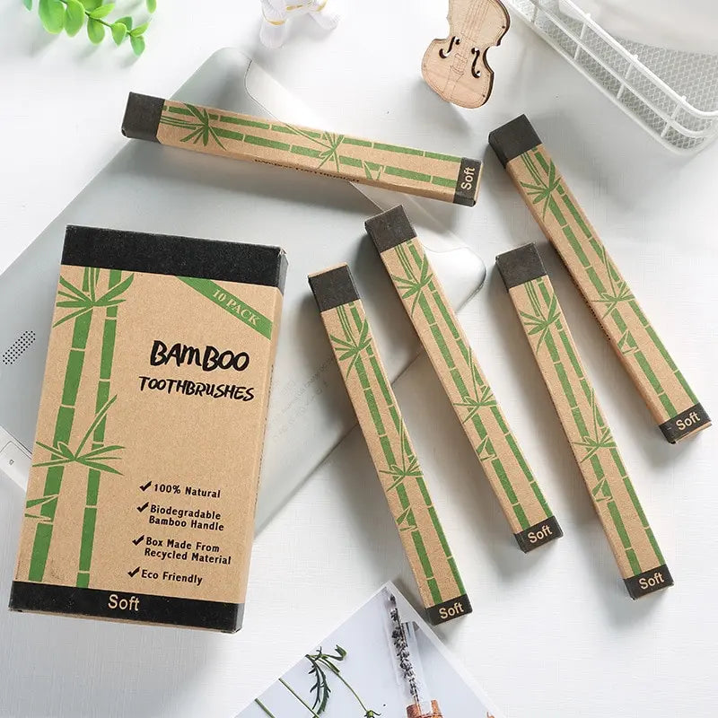Cross Border Single Bamboo Toothbrush Set Natural Bamboo Toothbrush Tablet Set Ten Pack Bamboo Products Toothbrush Chef's Market