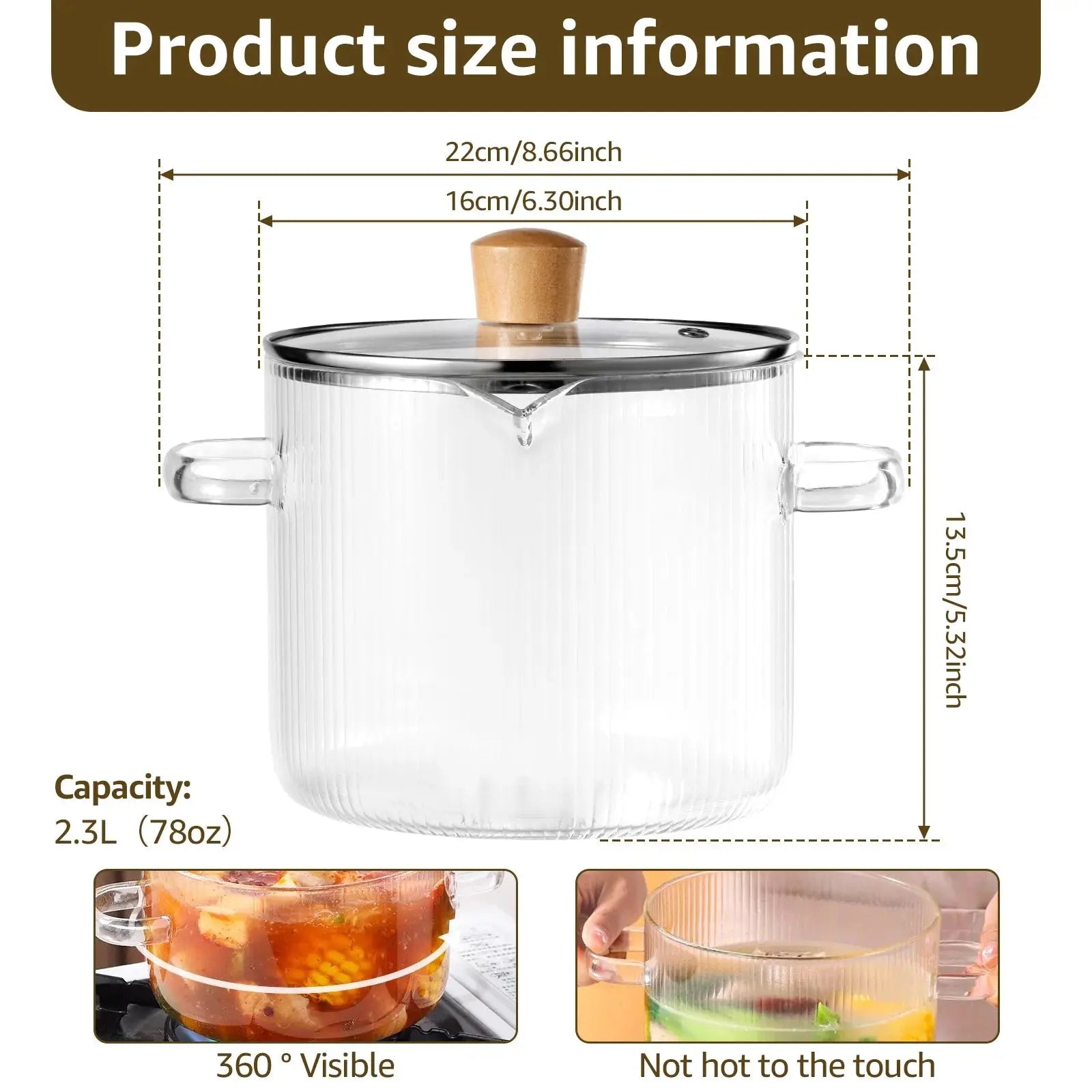 Glass Saucepan Clear Cooking Pot with Lid 16CM Heat Resistant Glass Soup Pot Dual Handles Glass Stovetop Kitchen Cooking Tools colegio culinario de morelia