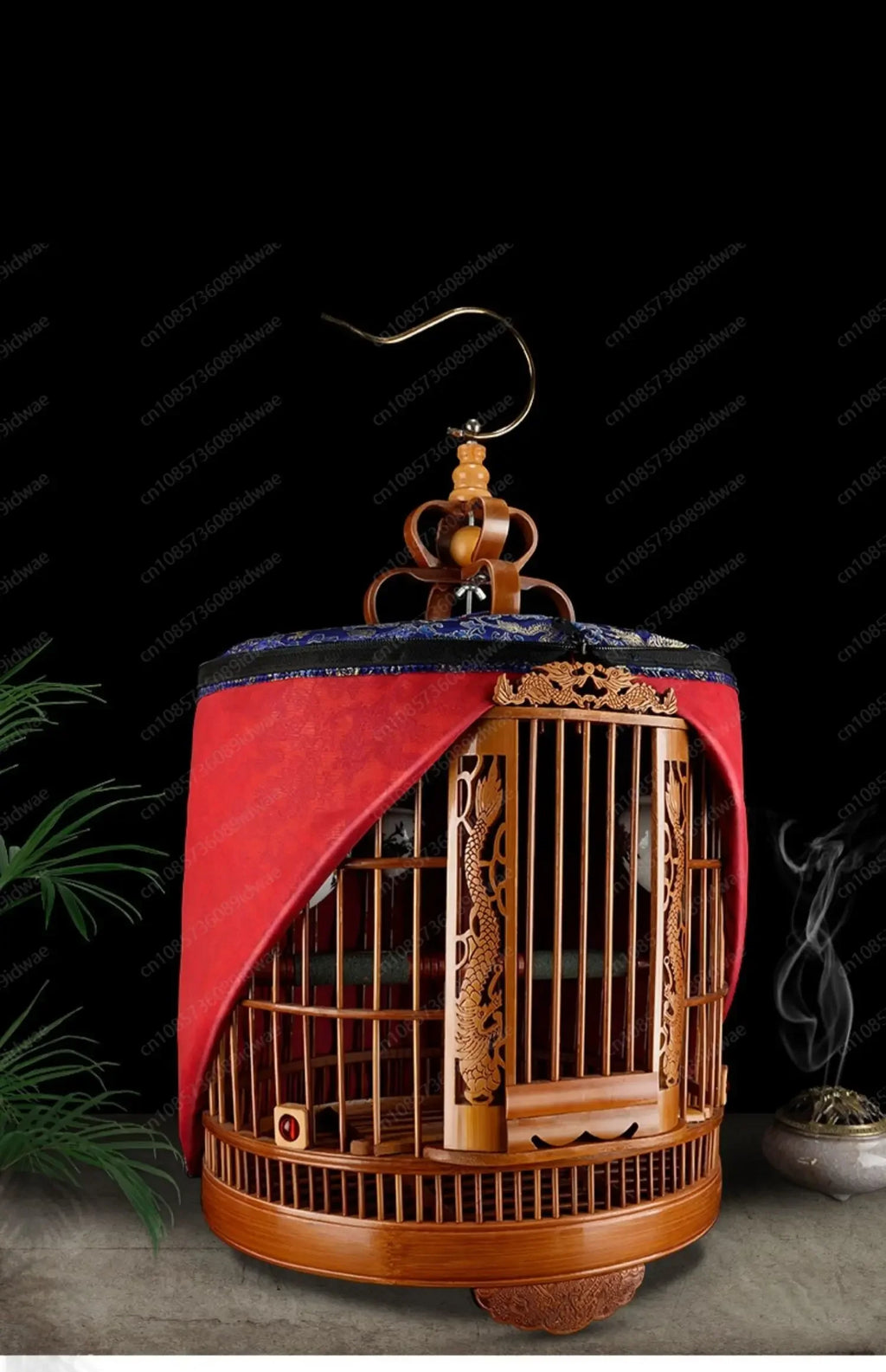 Bamboo cage with painted eyebrows for parrots, large size for household use, complete set of bamboo cages, old bamboo Chef's Market