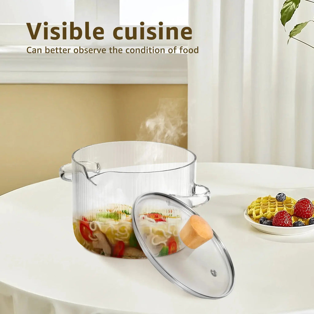 Glass Saucepan Clear Cooking Pot with Lid 16CM Heat Resistant Glass Soup Pot Dual Handles Glass Stovetop Kitchen Cooking Tools colegio culinario de morelia