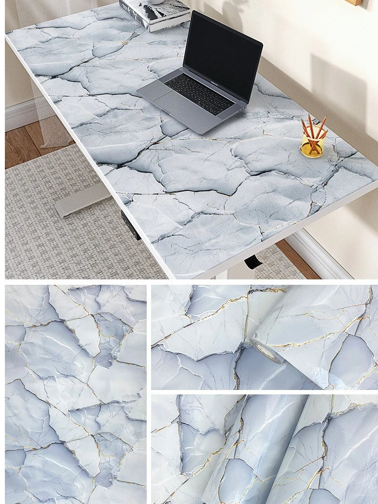 Gilded Imitation Marble Self-adhesive Wallpaper Living Room Background Kitchen Bathroom Waterproof Wall Sticker PVC Wallpaper Chef's Market