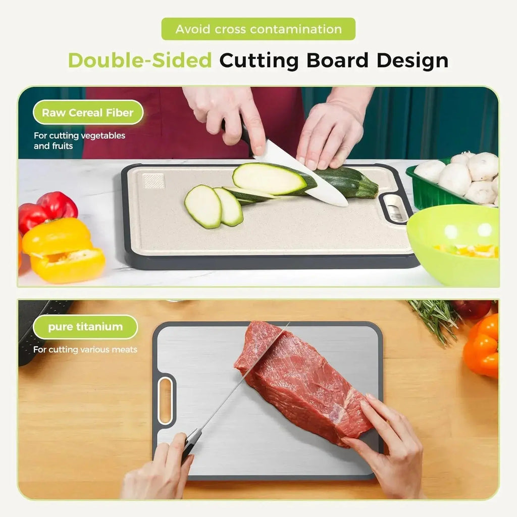 Kitchen Cutting Board Double Sided Titanium Cutting Boards for Double Sided Food Grade Pure Titanium Wheat Straw PP Easy to Clea colegio culinario de morelia