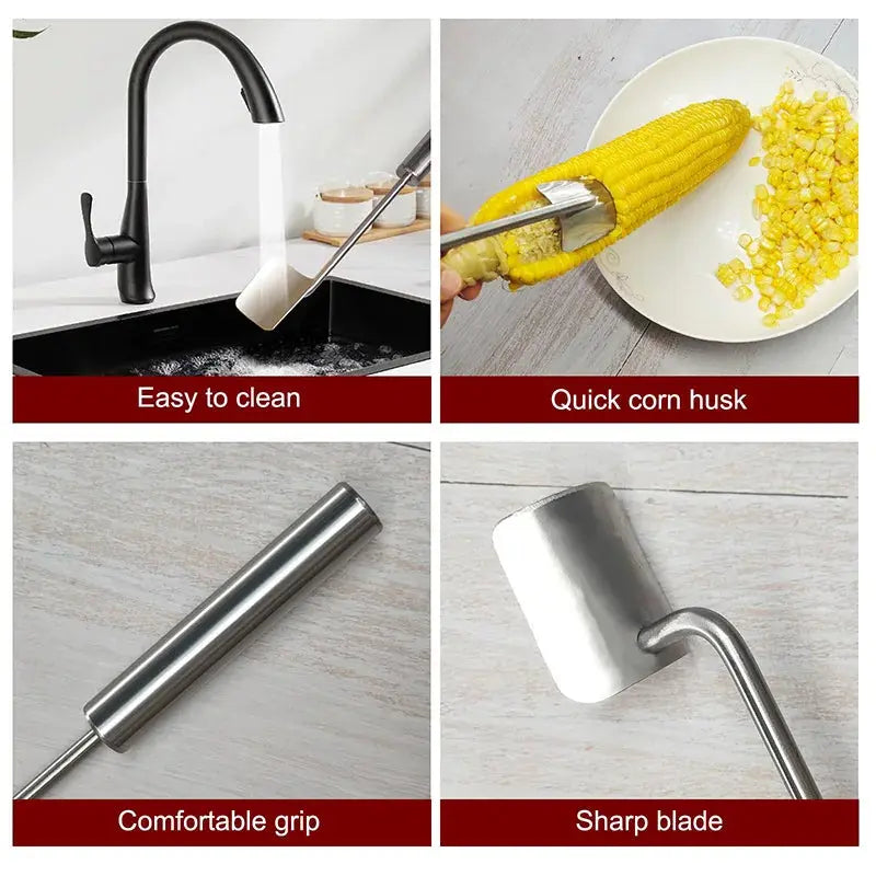 Corn on the Cob Remover Stainless Steel Planer Ergonomic Handle Peeler Peel, Separate & Enjoy Fresh Corn with Minimal Effort colegio culinario de morelia
