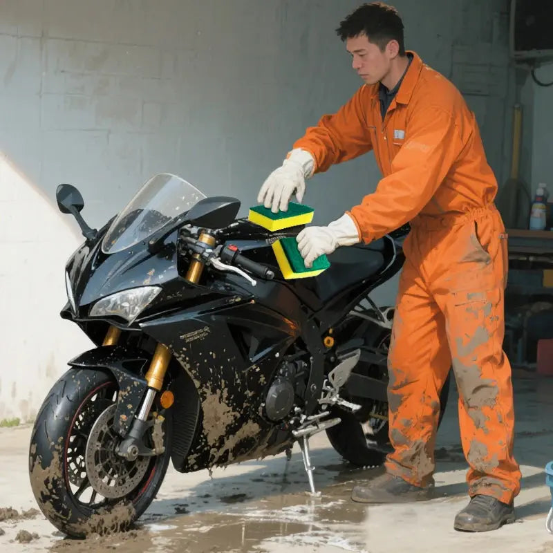 Double sided magic sponge for motorcycles, pots, and kitchens - heavy-duty grease cleaning sponge colegio culinario de morelia