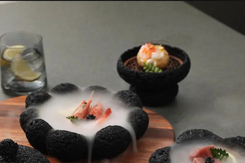 Japanese Tableware Rock Sushi Plate Coal Ball Volcanic Stone Swing Plate Steak Plate Hotel Creative Dining Plate Sushi Dish colegio culinario de morelia