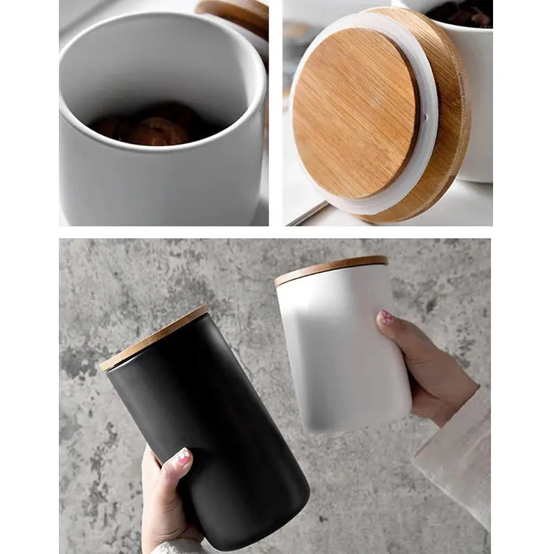European Ceramic Storage Jar Canister Minimalist Style Kitchen Sealed Grain Dispenser Home Coffee Tea Sugar Container Organizer colegio culinario de morelia