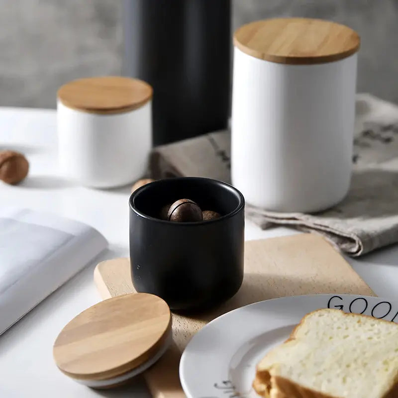 European Ceramic Storage Jar Canister Minimalist Style Kitchen Sealed Grain Dispenser Home Coffee Tea Sugar Container Organizer colegio culinario de morelia