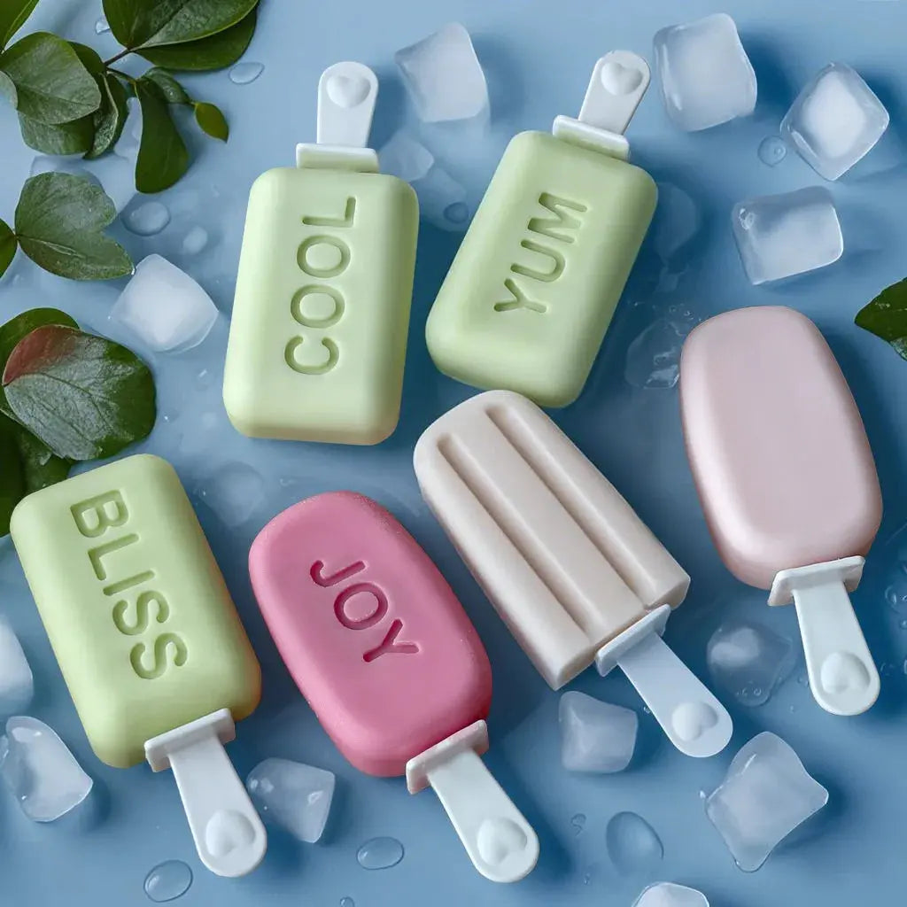 Homemade Popsicle 3-Cavity Ice Cream Mold Food Grade Silicone Letters JOY SMILE COOL YUM DIY Ice Lattice Ice Pop Molds colegio culinario de morelia