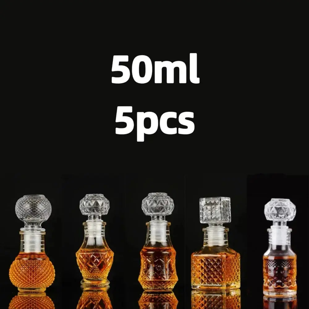 5 10 15 Pcs Whiskey Liquor Bottle 50ml Cute Glass Dispenser Mini Alcohol Guest Gift Wedding Decanter Wine Pot Shot Jars Bar Set colegio culinario de morelia