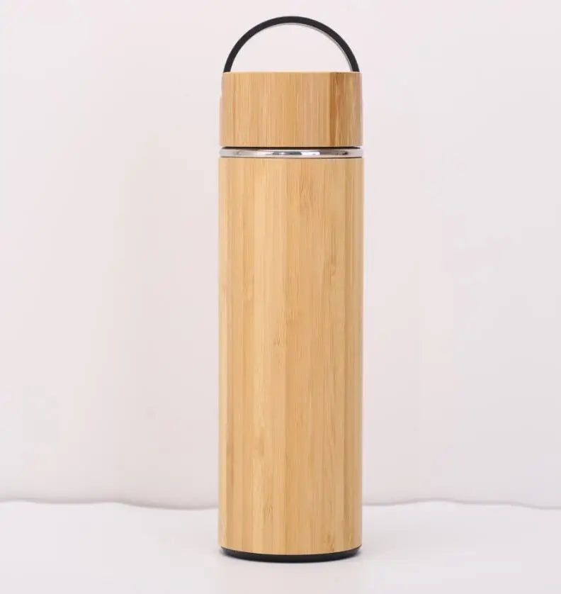 Bamboo Crafts Bamboo Tea Thermos Steel Double Wall Coffee Tea Bamboo Vacuum Flask 400-500ml Chef's Market