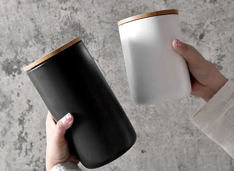 European Ceramic Storage Jar Canister Minimalist Style Kitchen Sealed Grain Dispenser Home Coffee Tea Sugar Container Organizer colegio culinario de morelia
