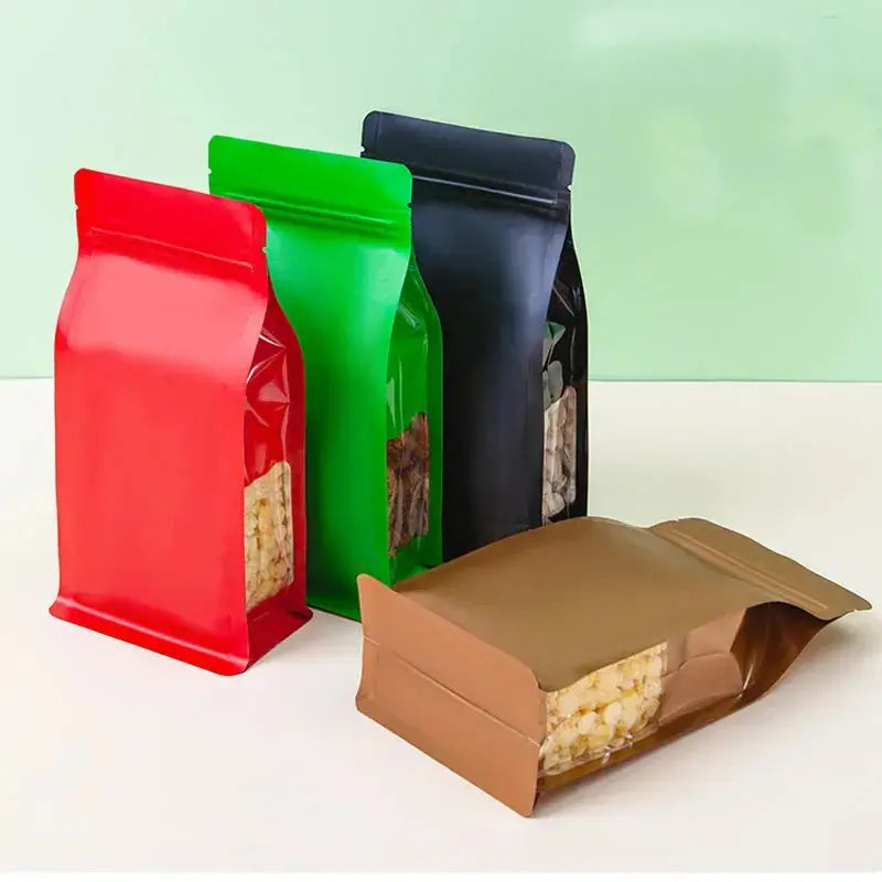 50pcs Thick Stand Up Tear Notch Aluminum Foil Window Side Reusable Ziplock Packaging Pouches Food Powder Snack Nuts colegio culinario de morelia