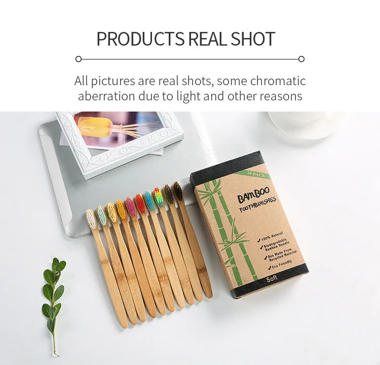 Cross Border Single Bamboo Toothbrush Set Natural Bamboo Toothbrush Tablet Set Ten Pack Bamboo Products Toothbrush Chef's Market
