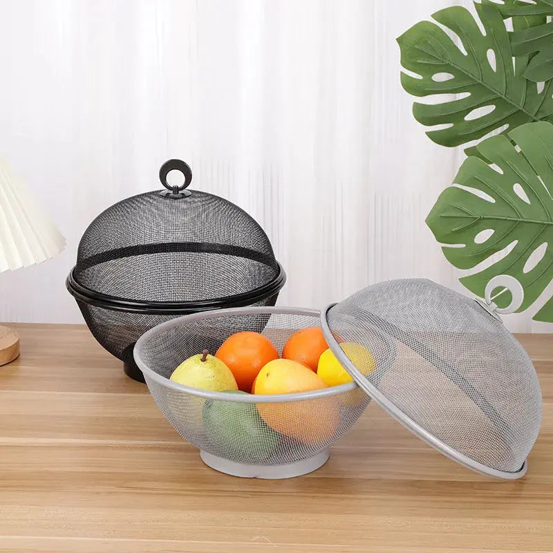 Iron Basket Anti-Mosquito Mesh Fruit Vegetable Basket Kitchen Drain Basket Vegetables Fruit Holder Portable Outdoor Picnic Use colegio culinario de morelia