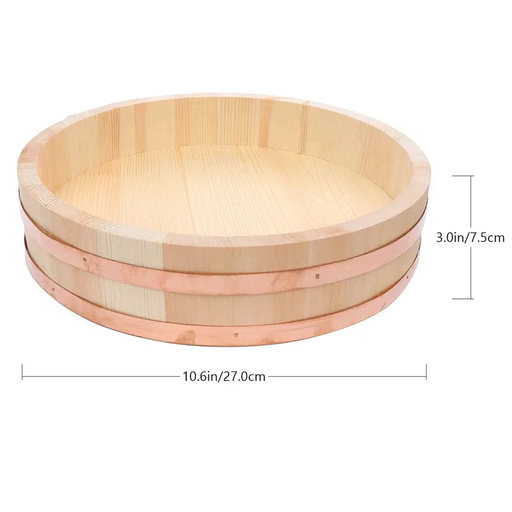 1pc Thick Wall Wooden Sushi Rice Bucket Hand Polished Japanese Hangiri Rice Mixing Tub Kitchen Dining Bar Accessories colegio culinario de morelia