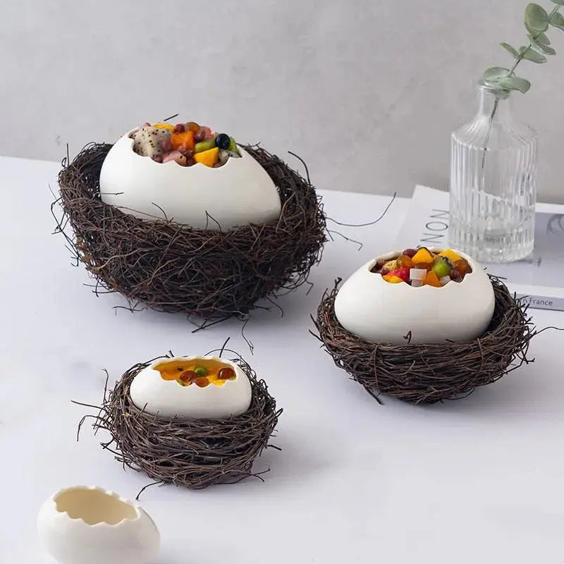 Creative Bird's Nest Decoration Dessert Bowl, Eggshell Bowl, Ceramic Tableware, Baking Pudding Bowl, Egg Steamer, Kitchenware colegio culinario de morelia