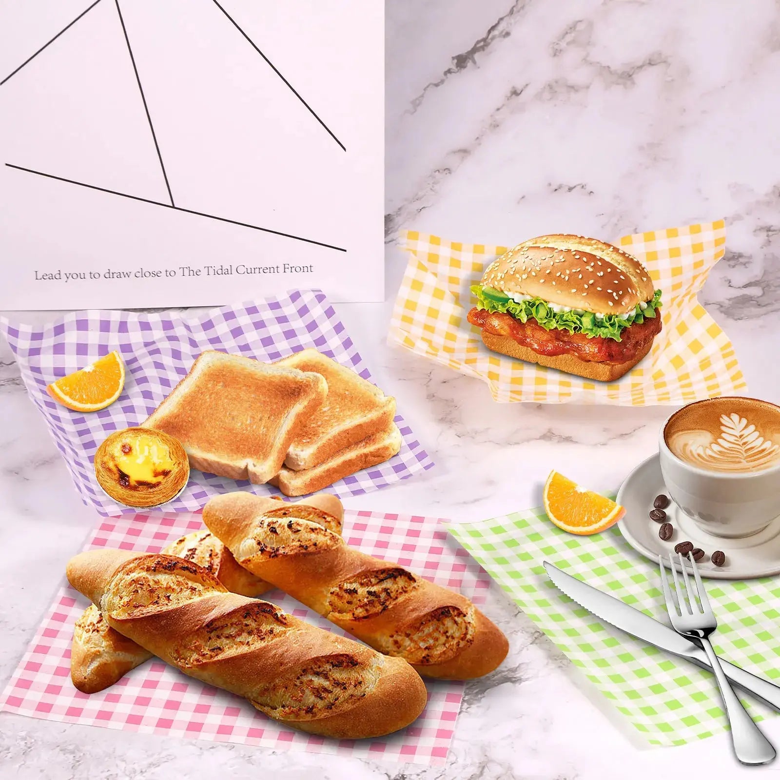 400Pcs Greaseproof Paper Liners Sandwich Wrapping Paper 4 Colors Wax Paper Sheets for BBQ Picnic Festival Party Fast Food colegio culinario de morelia
