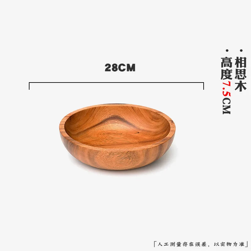 Extra Large Siwood Bowl Tray Set, Round Wooden Tray, Extra Large Salad Bowl, Solid Wood Tray, Custom Mixing Bowls, Ramen Chef's Market