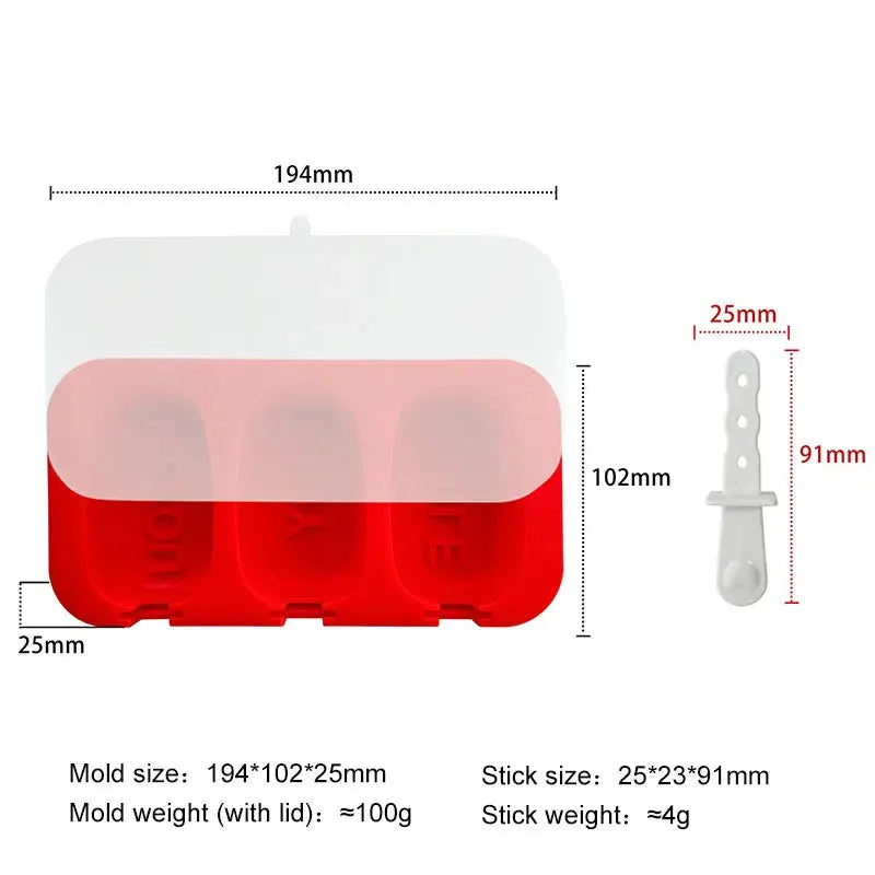 Homemade Popsicle 3-Cavity Ice Cream Mold Food Grade Silicone Letters JOY SMILE COOL YUM DIY Ice Lattice Ice Pop Molds colegio culinario de morelia