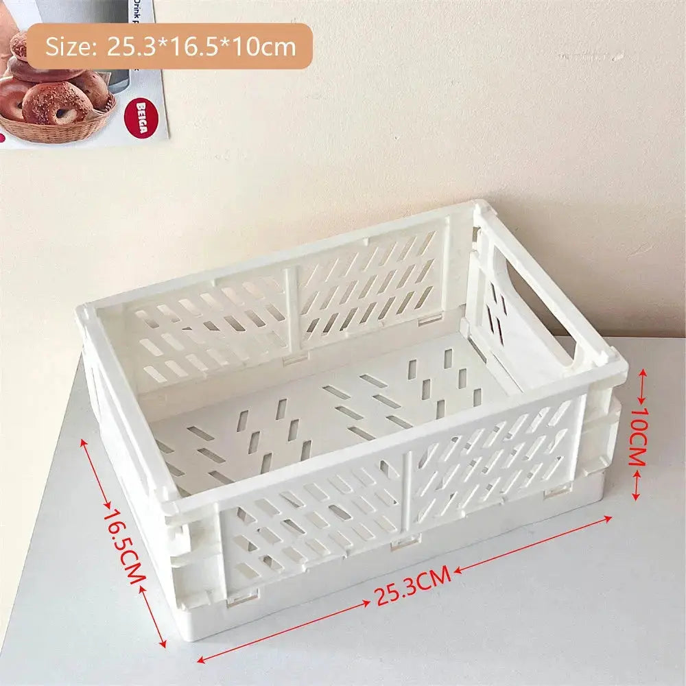 Collapsible Crate Plastic Folding Storage Box Basket Utility Cosmetic Container Desktop Holder Home Use School Desk Storage Box colegio culinario de morelia